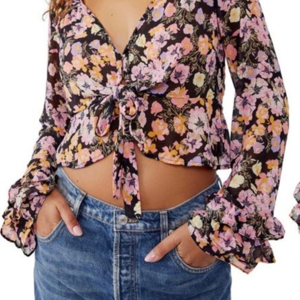 Floral Tie-Front Blouse